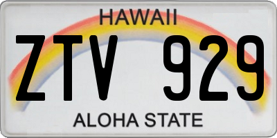 HI license plate ZTV929