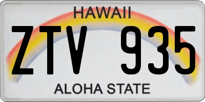 HI license plate ZTV935