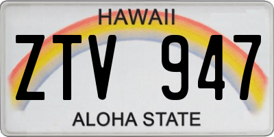 HI license plate ZTV947