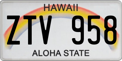 HI license plate ZTV958