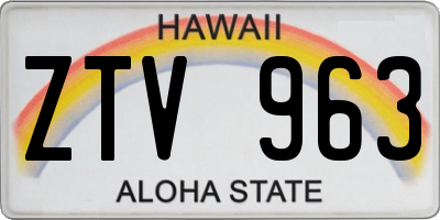 HI license plate ZTV963