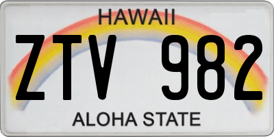 HI license plate ZTV982