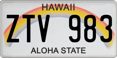 HI license plate ZTV983