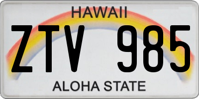 HI license plate ZTV985