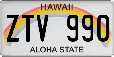 HI license plate ZTV990