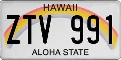 HI license plate ZTV991