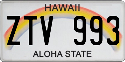 HI license plate ZTV993