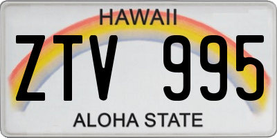HI license plate ZTV995