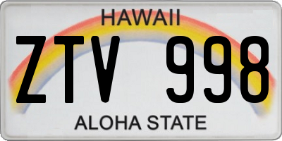 HI license plate ZTV998