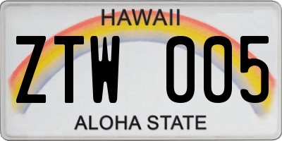 HI license plate ZTW005