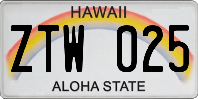 HI license plate ZTW025