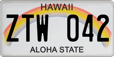 HI license plate ZTW042