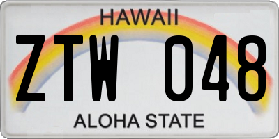 HI license plate ZTW048