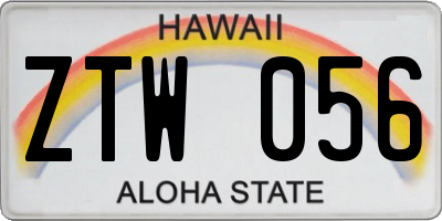 HI license plate ZTW056