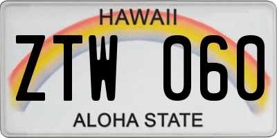 HI license plate ZTW060