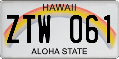 HI license plate ZTW061