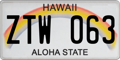 HI license plate ZTW063