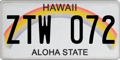 HI license plate ZTW072