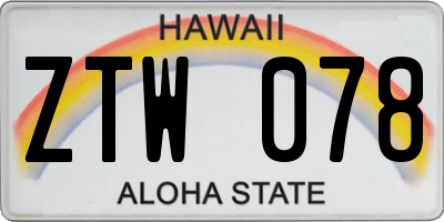 HI license plate ZTW078