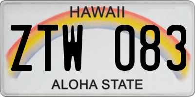 HI license plate ZTW083