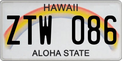HI license plate ZTW086