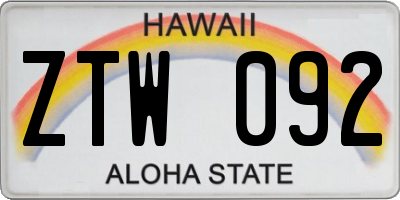 HI license plate ZTW092