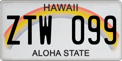 HI license plate ZTW099