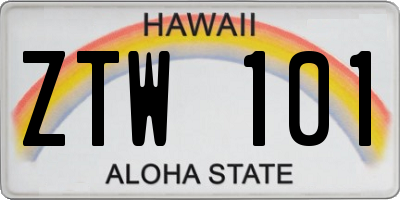 HI license plate ZTW101