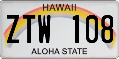 HI license plate ZTW108