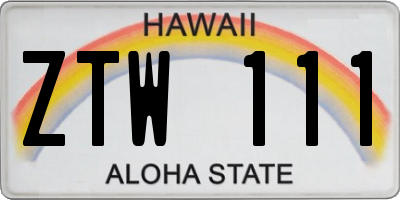 HI license plate ZTW111