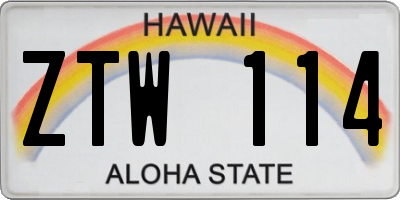 HI license plate ZTW114