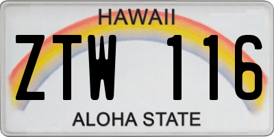 HI license plate ZTW116
