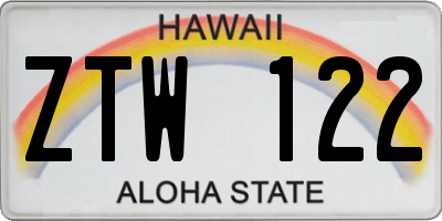 HI license plate ZTW122