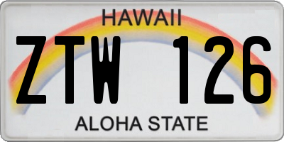 HI license plate ZTW126
