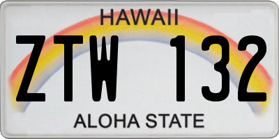 HI license plate ZTW132