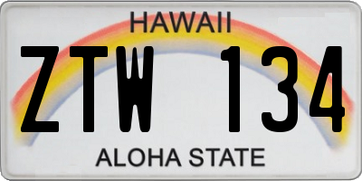 HI license plate ZTW134