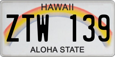 HI license plate ZTW139