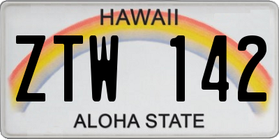 HI license plate ZTW142