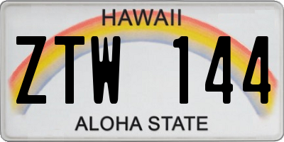 HI license plate ZTW144