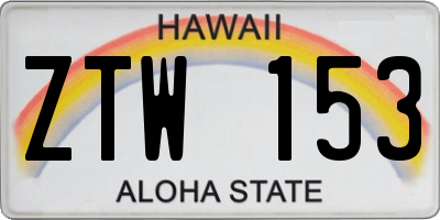 HI license plate ZTW153