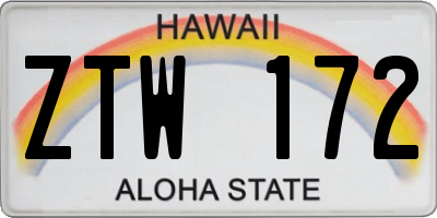 HI license plate ZTW172
