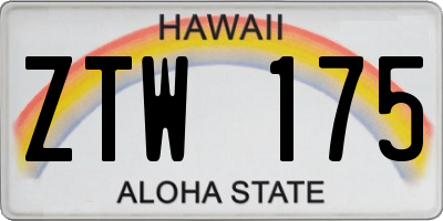 HI license plate ZTW175