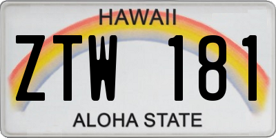 HI license plate ZTW181