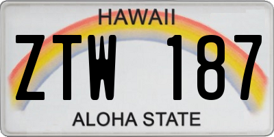 HI license plate ZTW187
