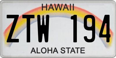 HI license plate ZTW194