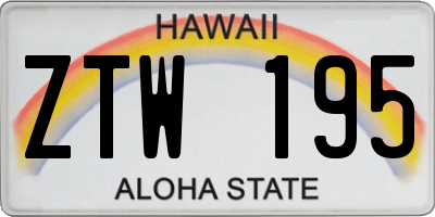 HI license plate ZTW195