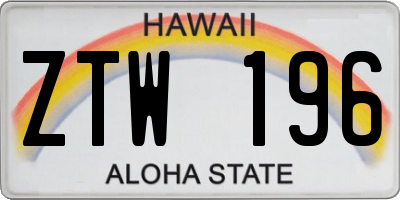 HI license plate ZTW196
