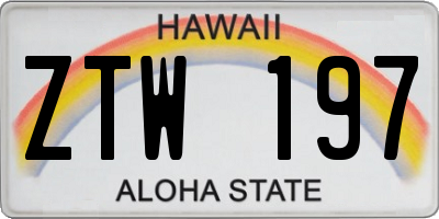 HI license plate ZTW197