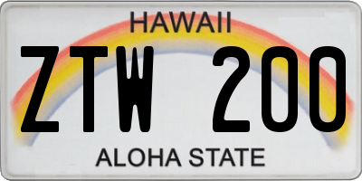 HI license plate ZTW200
