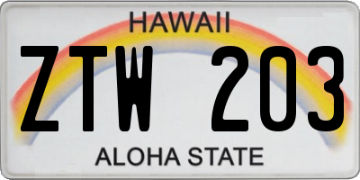 HI license plate ZTW203